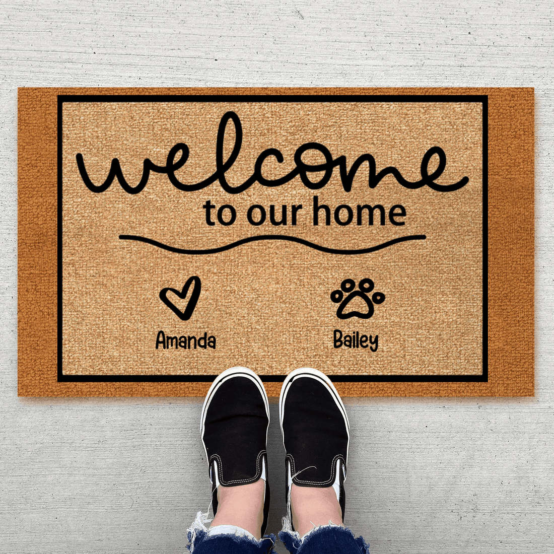 Personalized Paw Prints doormat, alternate view 3