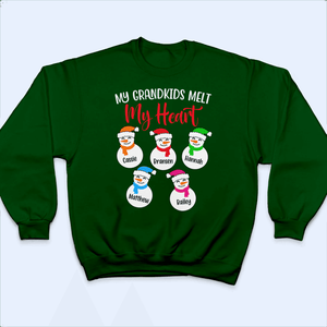 Personalized My Grandkids Melt My Heart - Personalized Custom T Shirt - Christmas, Loving, Funny Gift for Grandma/Nana/Mimi, Mom, Wife, Grandparent - Suzitee Store