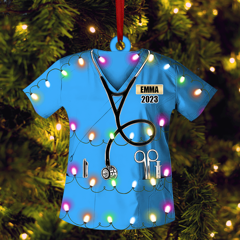 Personalized Nurse Uniform Christmas Ornament - Custom Shaped Ornament Acrylic - Chirstmas Gift for Nurse, CNA, Healthcare, Registered RN - Suzitee Store