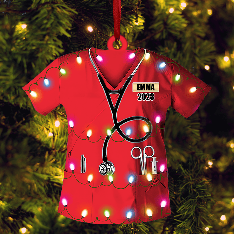 Personalized Nurse Uniform Christmas Ornament - Custom Shaped Ornament Acrylic - Chirstmas Gift for Nurse, CNA, Healthcare, Registered RN - Suzitee Store