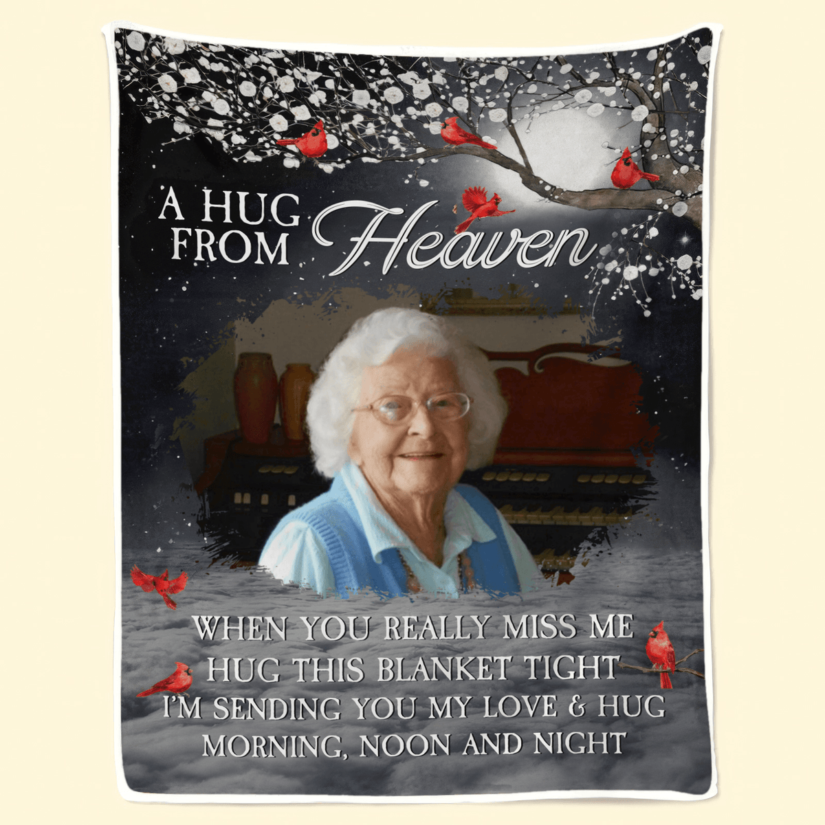 [Photo Inserted] A Hug From Heaven - Personalized Custom Blanket - Personalized Gift for Birthday, Loving, Funny Gift for Grandma/Nana/Mimi, Mom, Wife, Grandparent - Suzitee Store