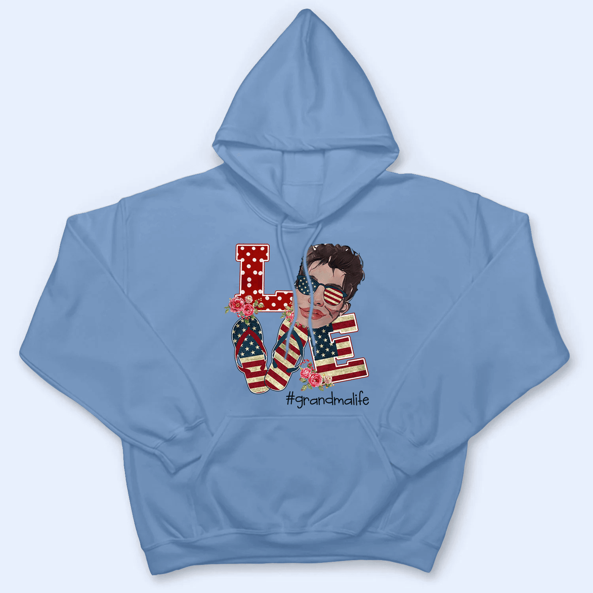 [Photo Inserted] American Grandma 4th of July - Personalized Custom T Shirt - Gift for Grandma/Nana/Mimi, Mom, Wife, Grandparent - Suzitee Store