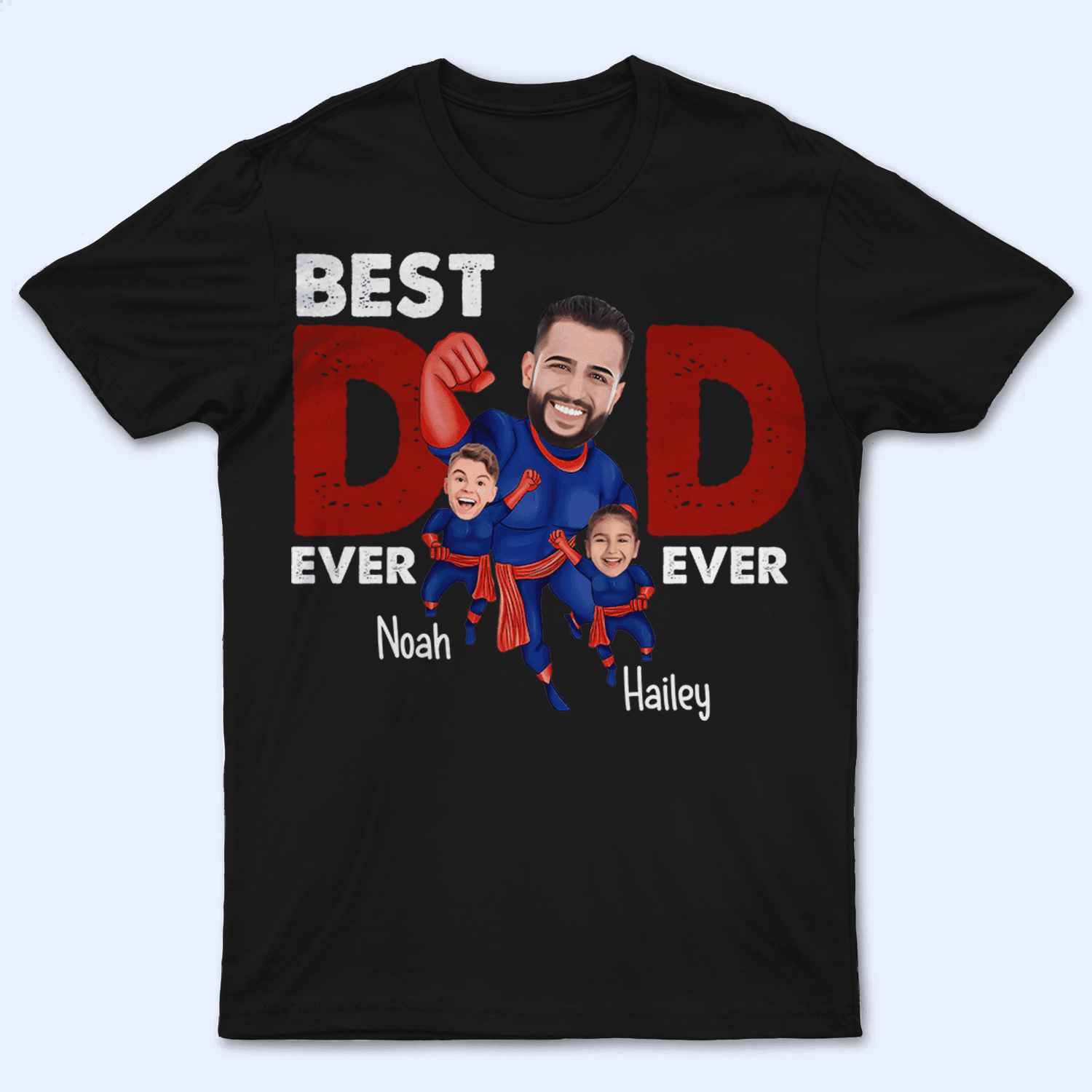[Photo Inserted] Best Dad Ever Super Hero - Personalized Custom T Shirt - Birthday, Loving, Funny Gift for Grandfather/Dad/Father, Husband, Grandparent - Suzitee Store