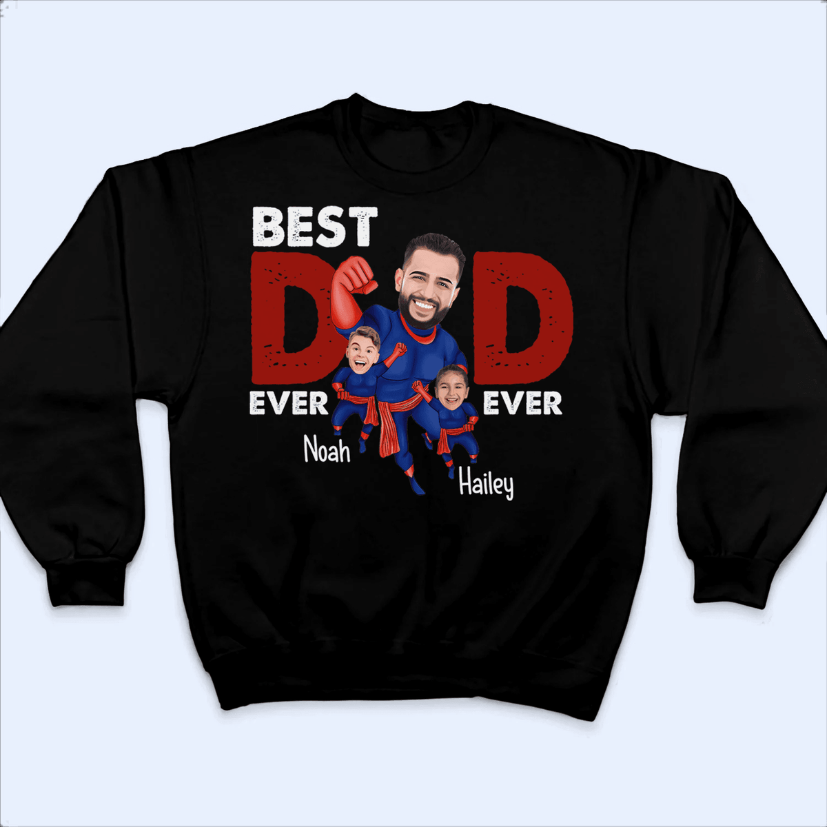 [Photo Inserted] Best Dad Ever Super Hero - Personalized Custom T Shirt - Birthday, Loving, Funny Gift for Grandfather/Dad/Father, Husband, Grandparent - Suzitee Store