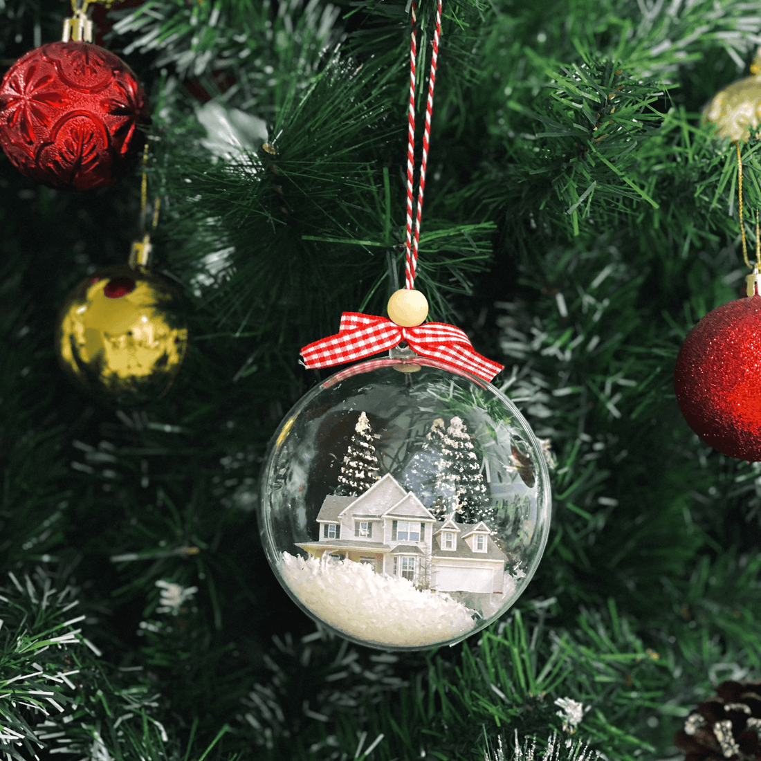 Custom Photo Christmas Bauble Tree Decoration personalized ball ornament, alternate view 4