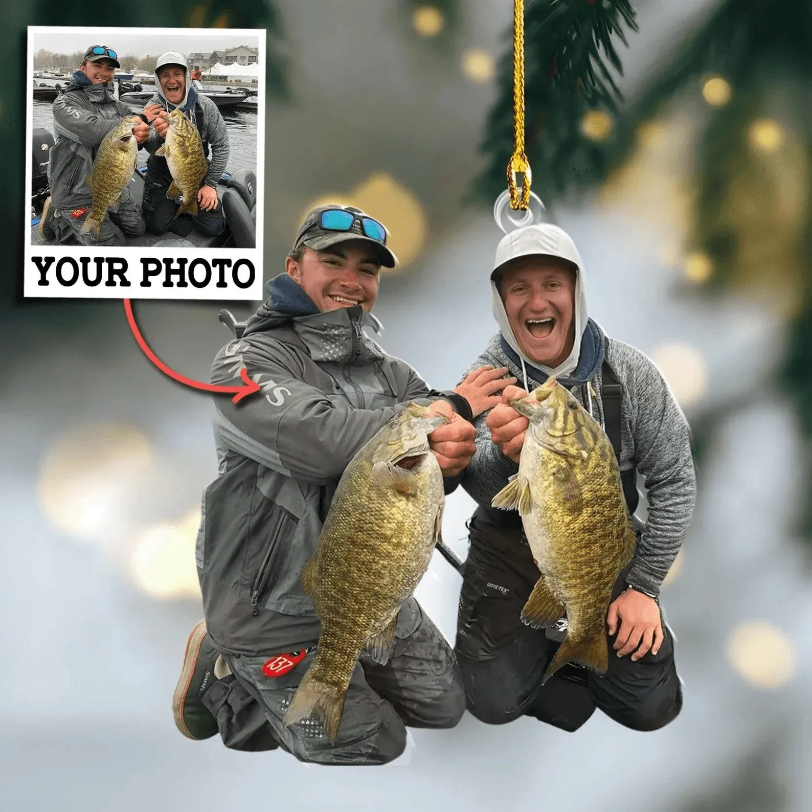 Custom Photo Fishing Ornament – Ideal for Group Photos – Personalized Christmas Gift for Fishermen & Fishing Lovers | Acrylic 2
