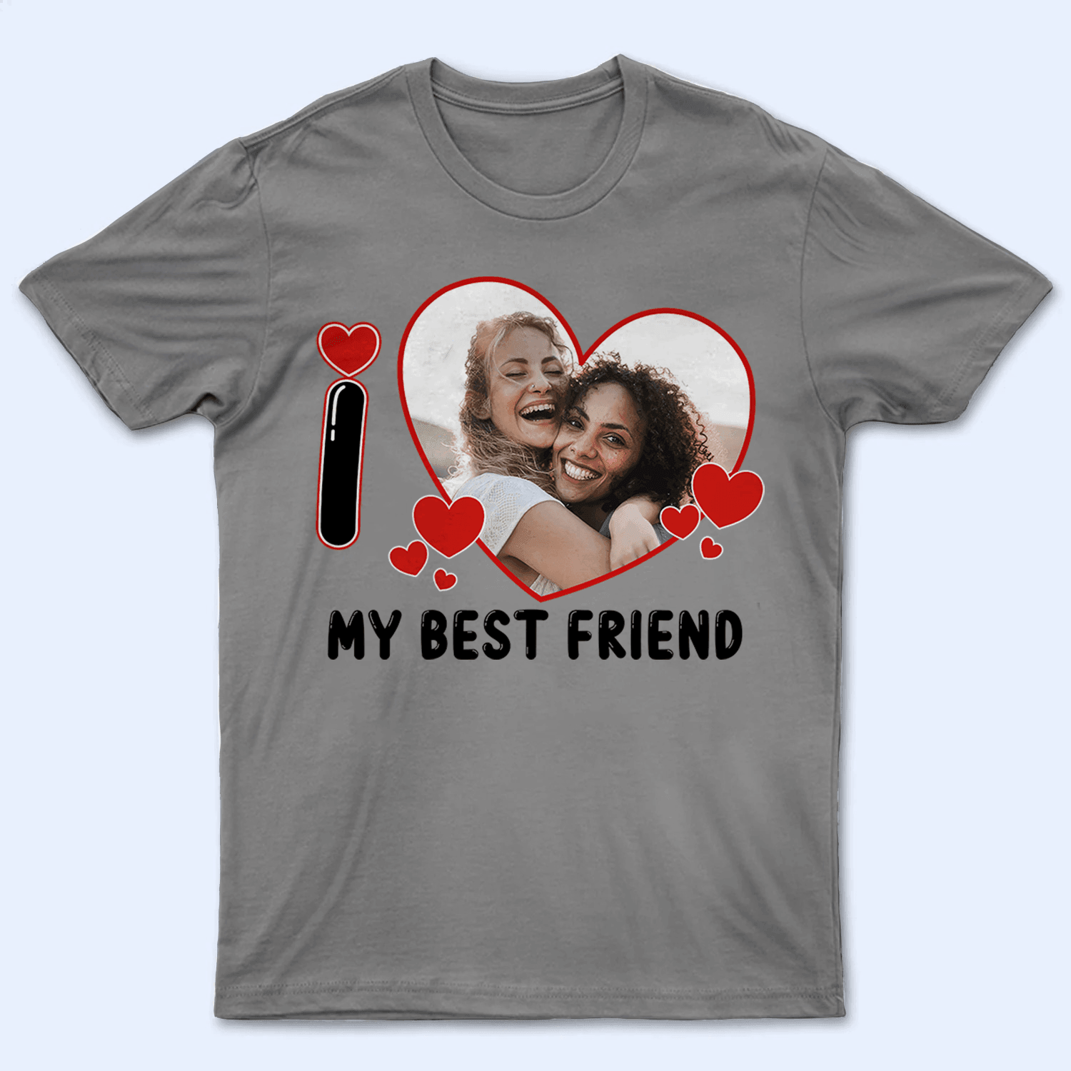 [Photo Inserted] I Love Heart - Personalized Custom T Shirt - Birthday, Loving, Funny Gift for Grandma/Nana/Mimi, Mom, Wife, Grandparent - Suzitee Store