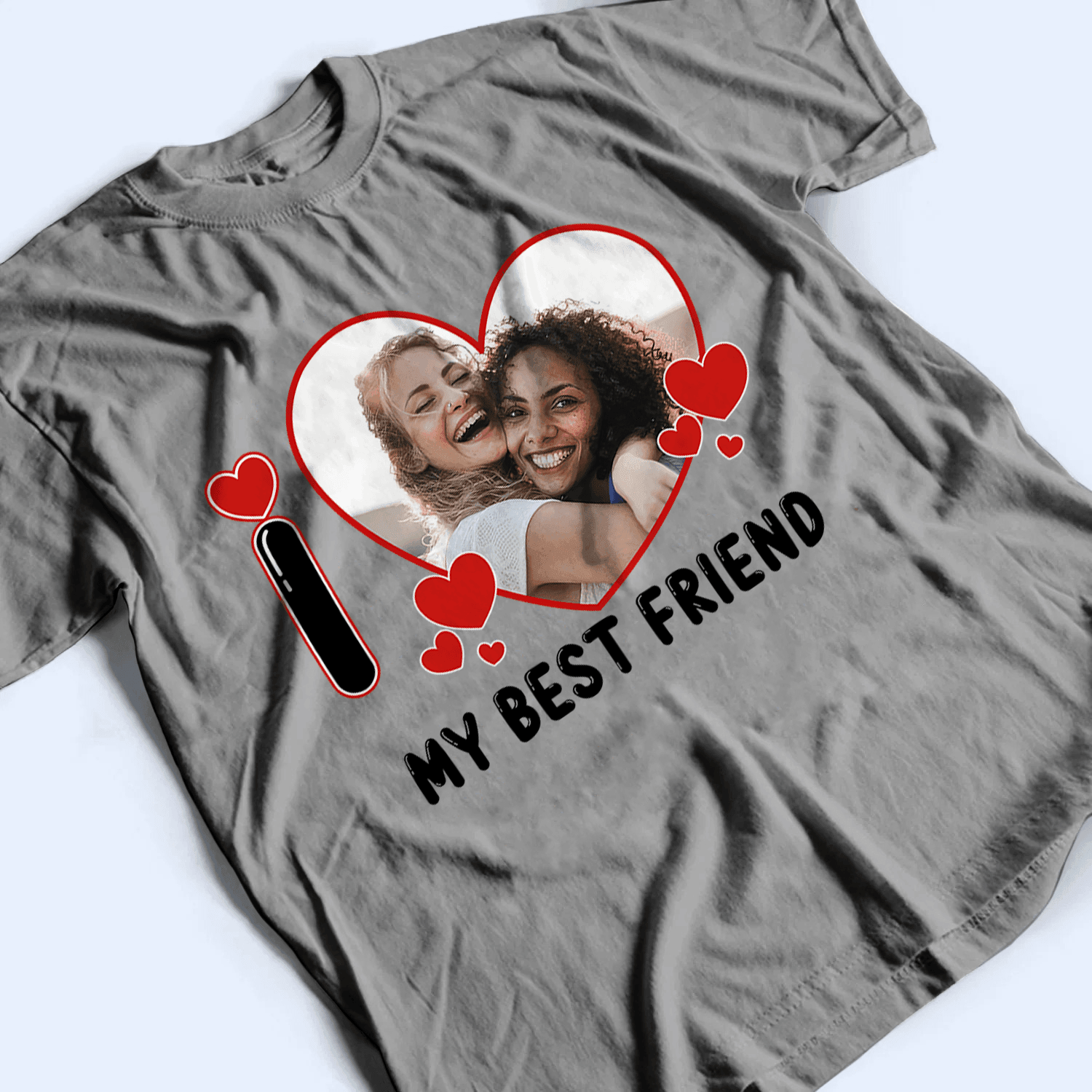[Photo Inserted] I Love Heart - Personalized Custom T Shirt - Birthday, Loving, Funny Gift for Grandma/Nana/Mimi, Mom, Wife, Grandparent - Suzitee Store