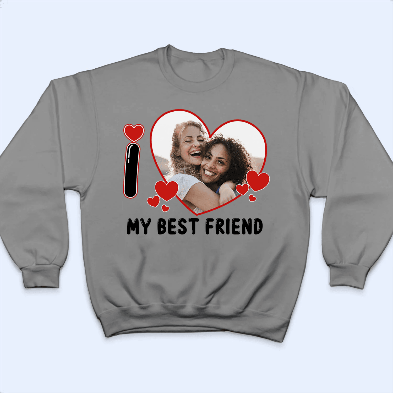 [Photo Inserted] I Love Heart - Personalized Custom T Shirt - Birthday, Loving, Funny Gift for Grandma/Nana/Mimi, Mom, Wife, Grandparent - Suzitee Store