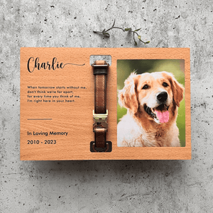 [Photo Inserted] Memorial Pet Collar Plaque, Pet Collar Holder, Dog Bereavement, Pet Memorial Plaque - Custom Horizontal Wooden Plaque - Personalized Gifts for Pet Loss, Sympathy Gift for Cat, Dog and Any Other Animals - Suzitee Store