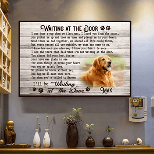 [Photo Inserted] Memorial Pet Waiting At The Door - Personalized Horizontal Poster - Personalized Gifts for Pet Loss, Sympathy Gift for Cat, Dog Lovers - Suzitee Store