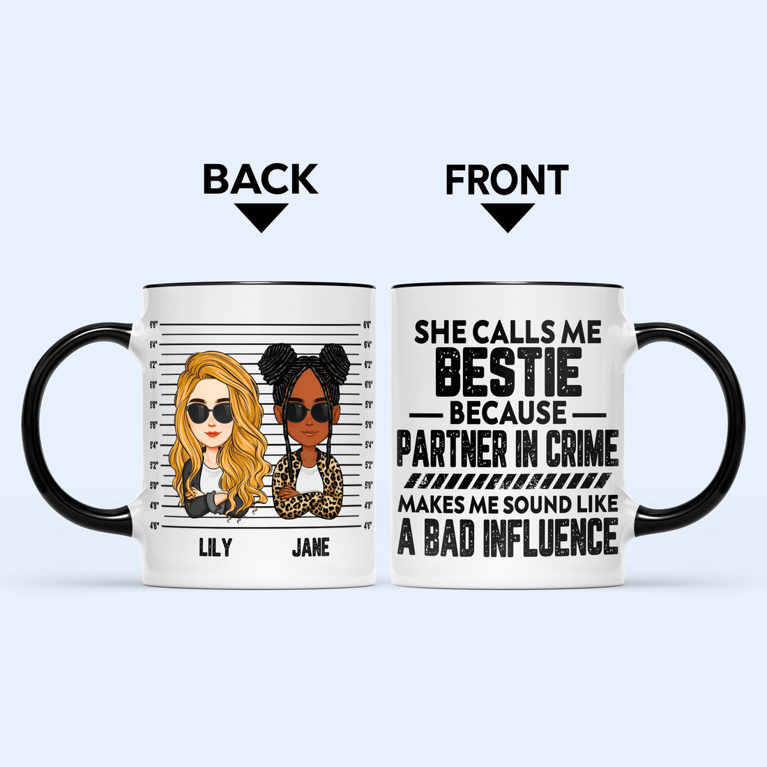 [Photo Inserted] Partners In Crime - Personalized Custom 11oz Mug - Birthday, Loving, Funny Gift for Besties, Grandma/Nana/Mimi, Mom, Wife, Grandparent - Suzitee Store