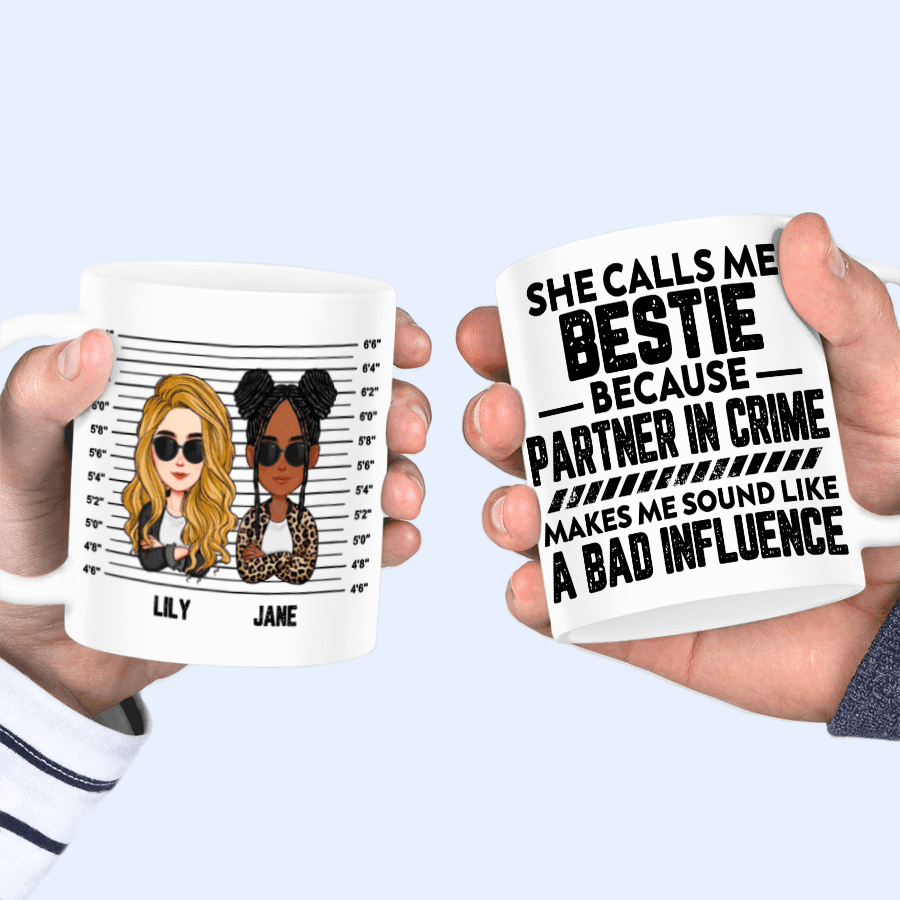 [Photo Inserted] Partners In Crime - Personalized Custom 11oz Mug - Birthday, Loving, Funny Gift for Besties, Grandma/Nana/Mimi, Mom, Wife, Grandparent - Suzitee Store