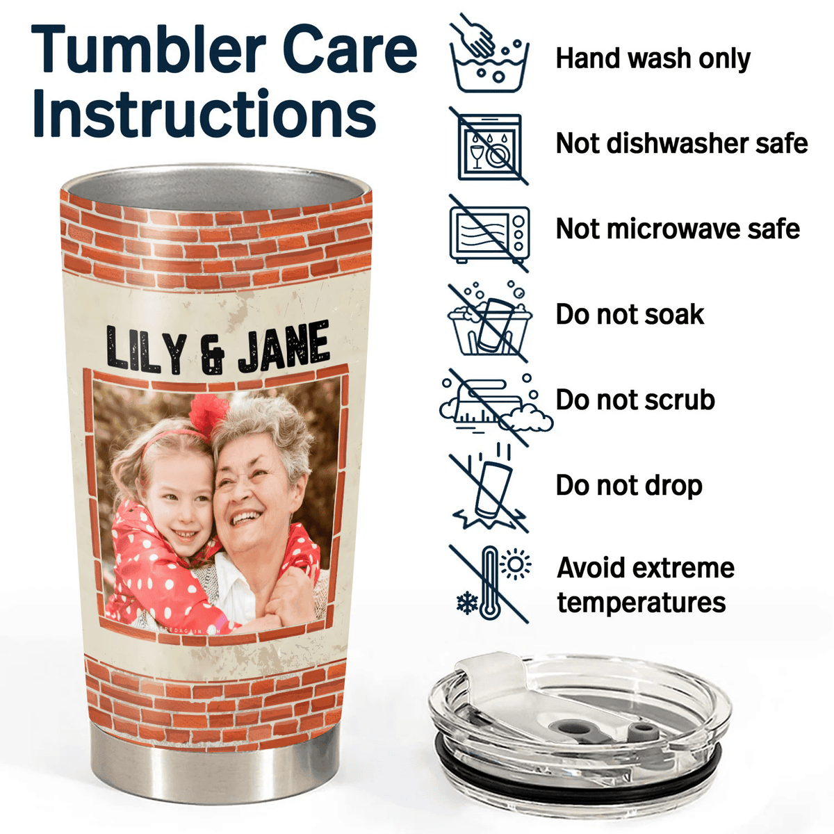 [Photo Inserted] Partners In Crime - Personalized Custom 20oz Fat Tumbler Cup - Birthday, Loving, Funny Gift for Grandma/Nana/Mimi, Mom, Wife, Grandparent - Suzitee Store