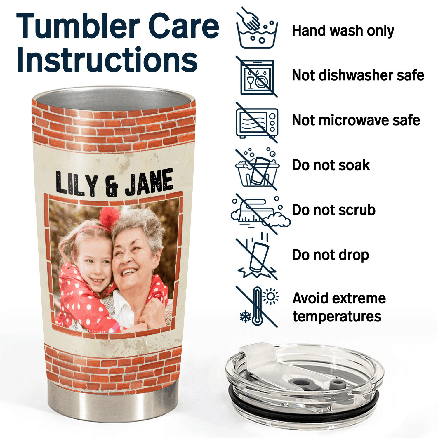 [Photo Inserted] Partners In Crime - Personalized Custom 20oz Fat Tumbler Cup - Birthday, Loving, Funny Gift for Grandma/Nana/Mimi, Mom, Wife, Grandparent - Suzitee Store