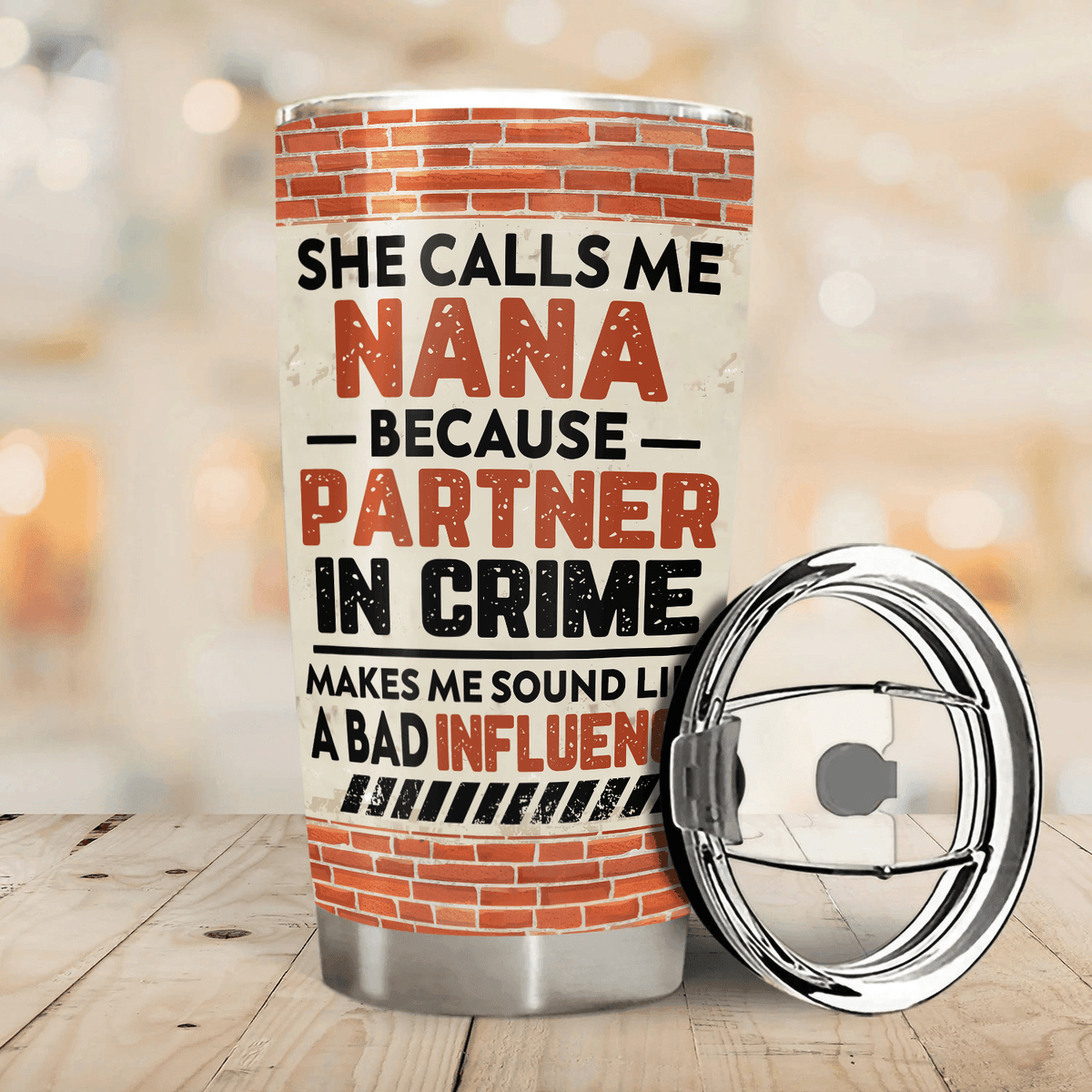 [Photo Inserted] Partners In Crime - Personalized Custom 20oz Fat Tumbler Cup - Birthday, Loving, Funny Gift for Grandma/Nana/Mimi, Mom, Wife, Grandparent - Suzitee Store