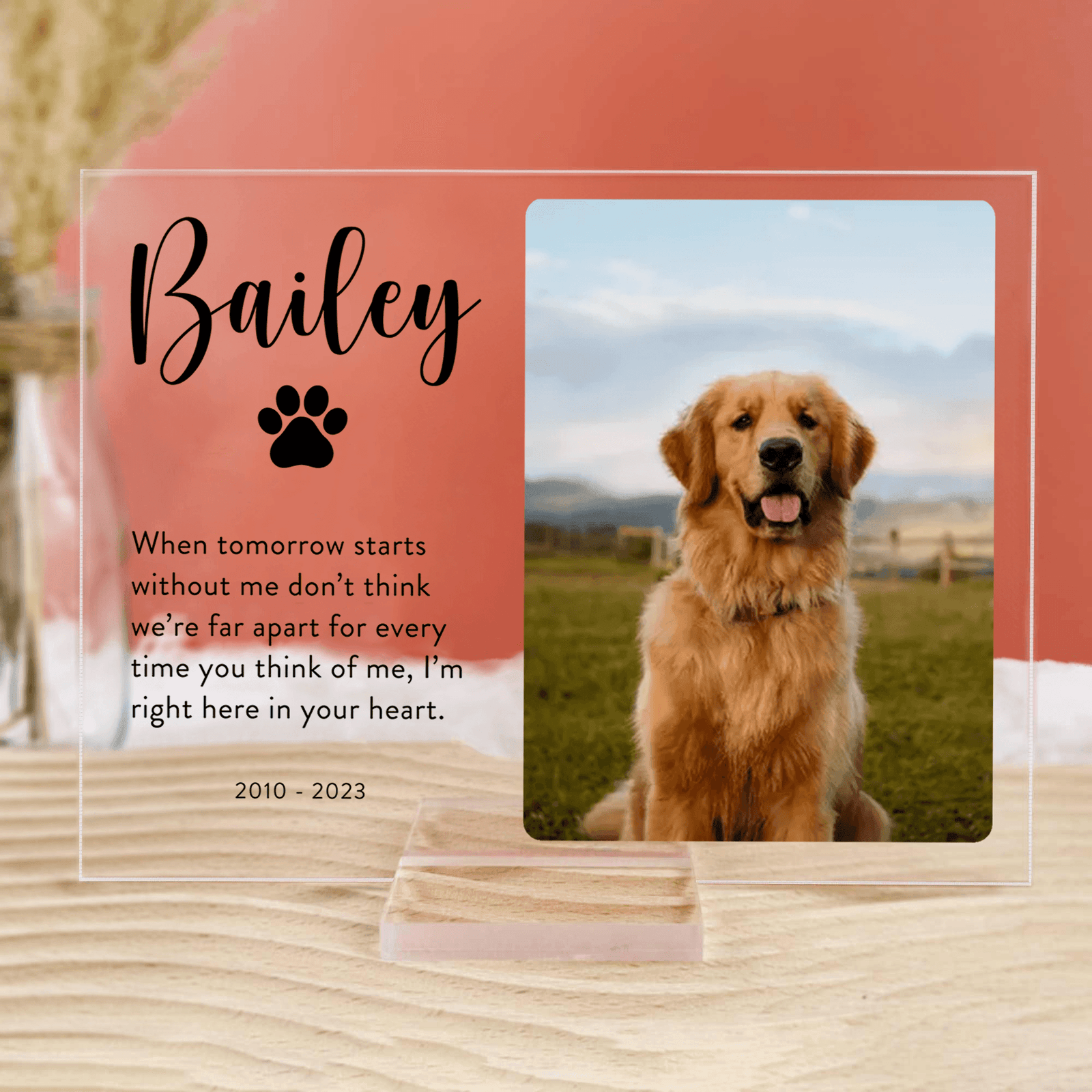 [Photo Inserted] Pet Memorial Plaque - Custom Horizontal Acrylic Plaque - Personalized Gifts for Pet Loss, Sympathy Gift for Cat, Dog and Any Other Animals - Suzitee Store