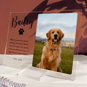 [Photo Inserted] Pet Memorial Plaque - Custom Horizontal Acrylic Plaque - Personalized Gifts for Pet Loss, Sympathy Gift for Cat, Dog and Any Other Animals - Suzitee Store