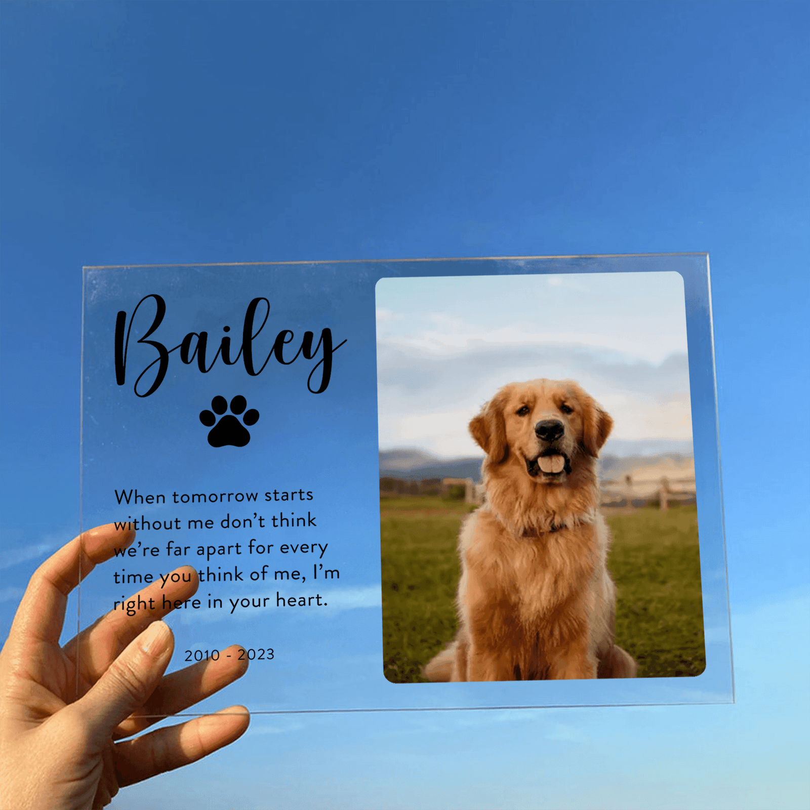 [Photo Inserted] Pet Memorial Plaque - Custom Horizontal Acrylic Plaque - Personalized Gifts for Pet Loss, Sympathy Gift for Cat, Dog and Any Other Animals - Suzitee Store