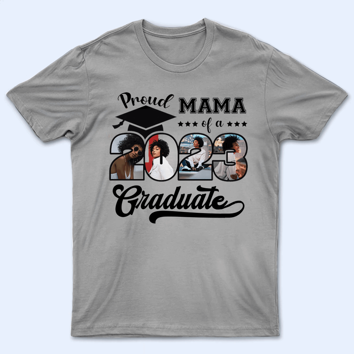 [Photo Inserted] Proud Family of a 2023 Graduate - Personalized Custom T Shirt - Birthday, Loving, Funny Gift for Grandma/Nana/Mimi, Mom, Wife, Grandparent - Suzitee Store