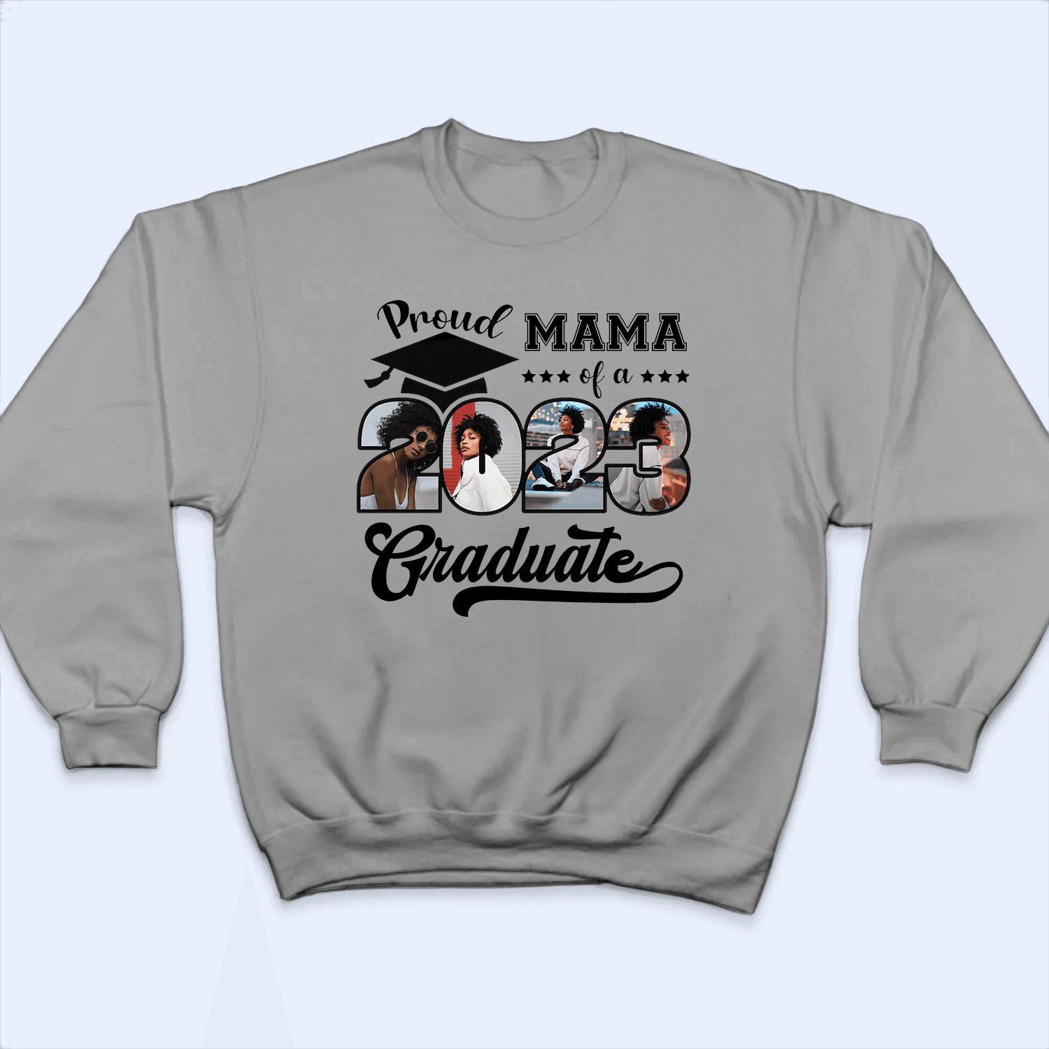 [Photo Inserted] Proud Family of a 2023 Graduate - Personalized Custom T Shirt - Birthday, Loving, Funny Gift for Grandma/Nana/Mimi, Mom, Wife, Grandparent - Suzitee Store