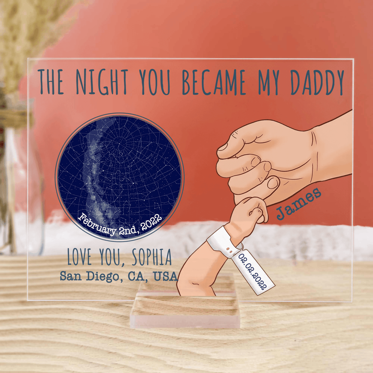 [Photo Inserted] The Night You Became My Daddy - Custom Horizontal Acrylic Plaque - Personalized Star Map Gifts for Father&#39;s Day Gift for Dad, Grandpa, Daddy, Dada, Dad Jokes - Suzitee Store