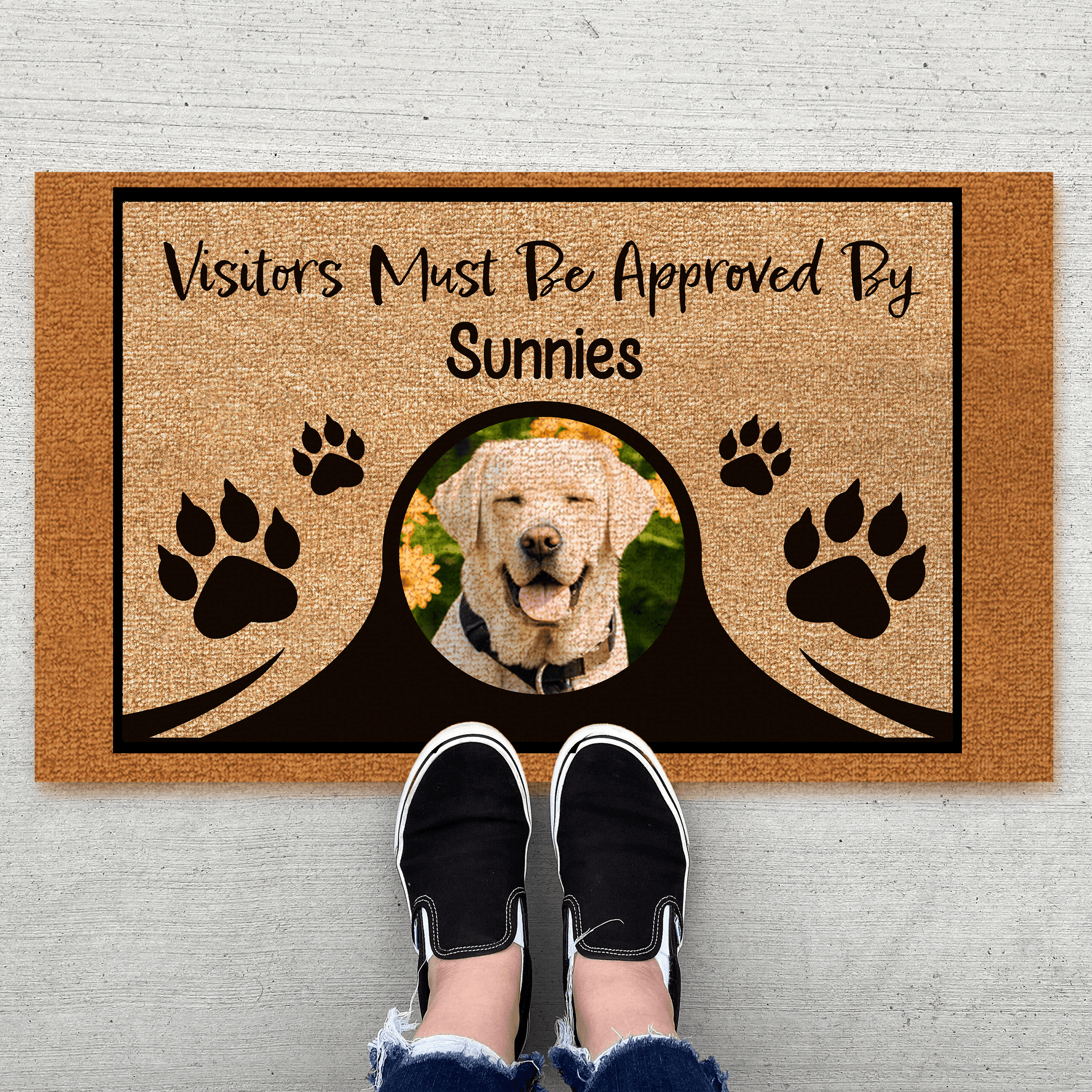 Custom Photo Doormat - Visitors Must Be Approved By My Dogs - Personalized Gift for Pet, Dog Lovers & Owner, Dog Mom, Dog Dad 1