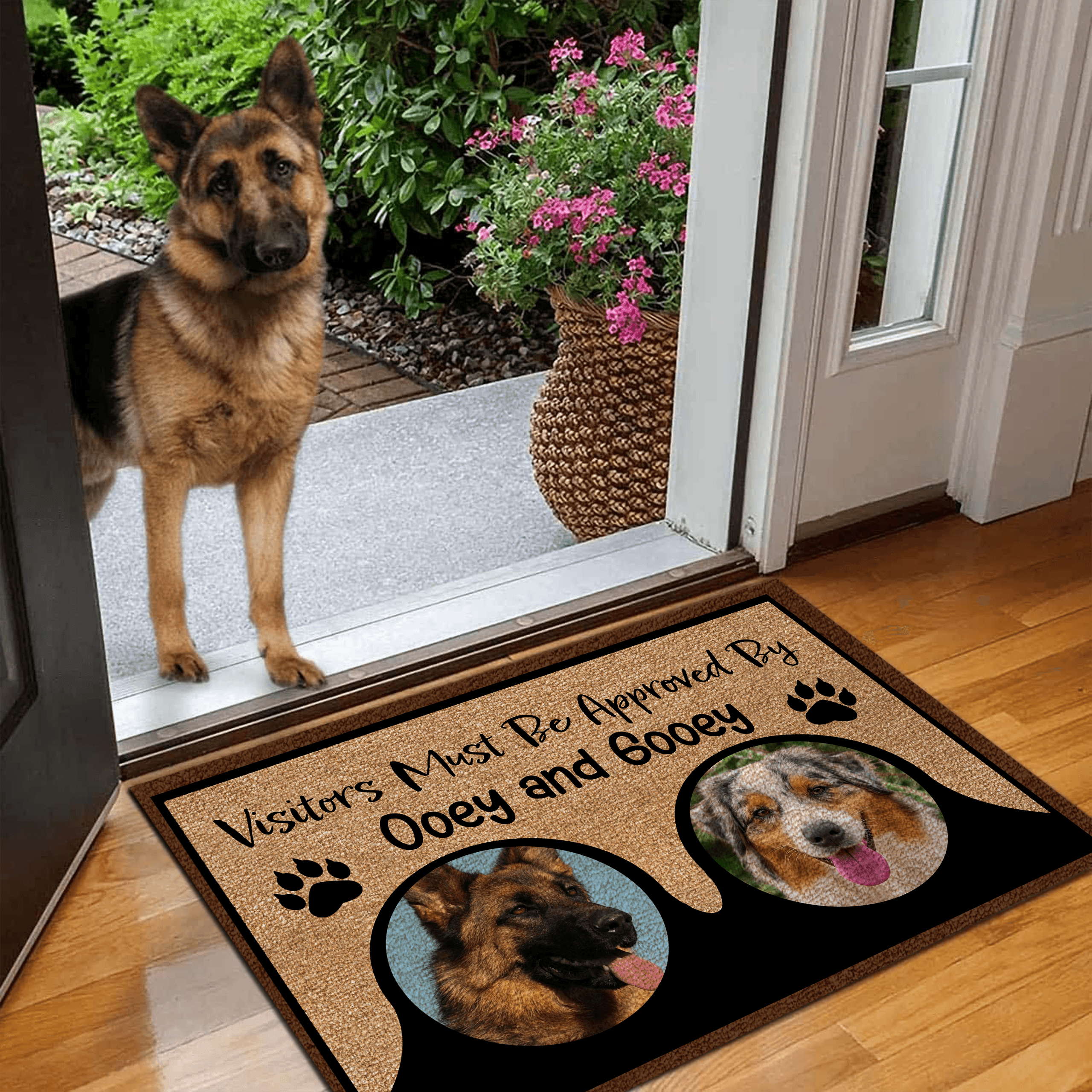 Photo Inserted Visitors Must Be Approved By My Dogs Personalized Doormat Birthday Housewarming Funny Gift for Homeowners Friends Dog Mom