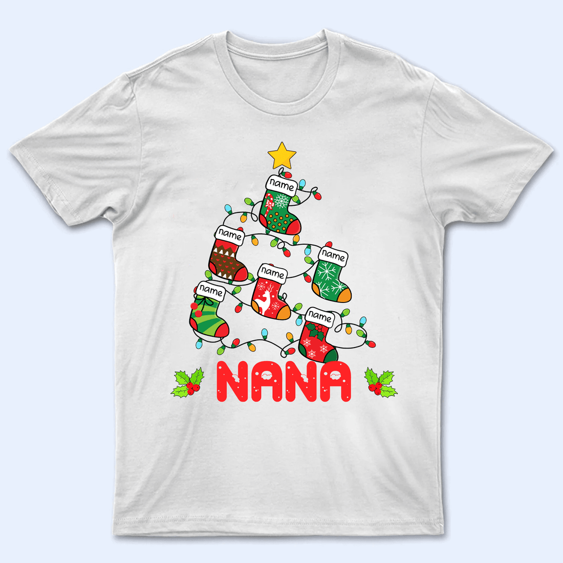 Personalized Pine Socks Christmas Grandma t-shirt, alternate view 2