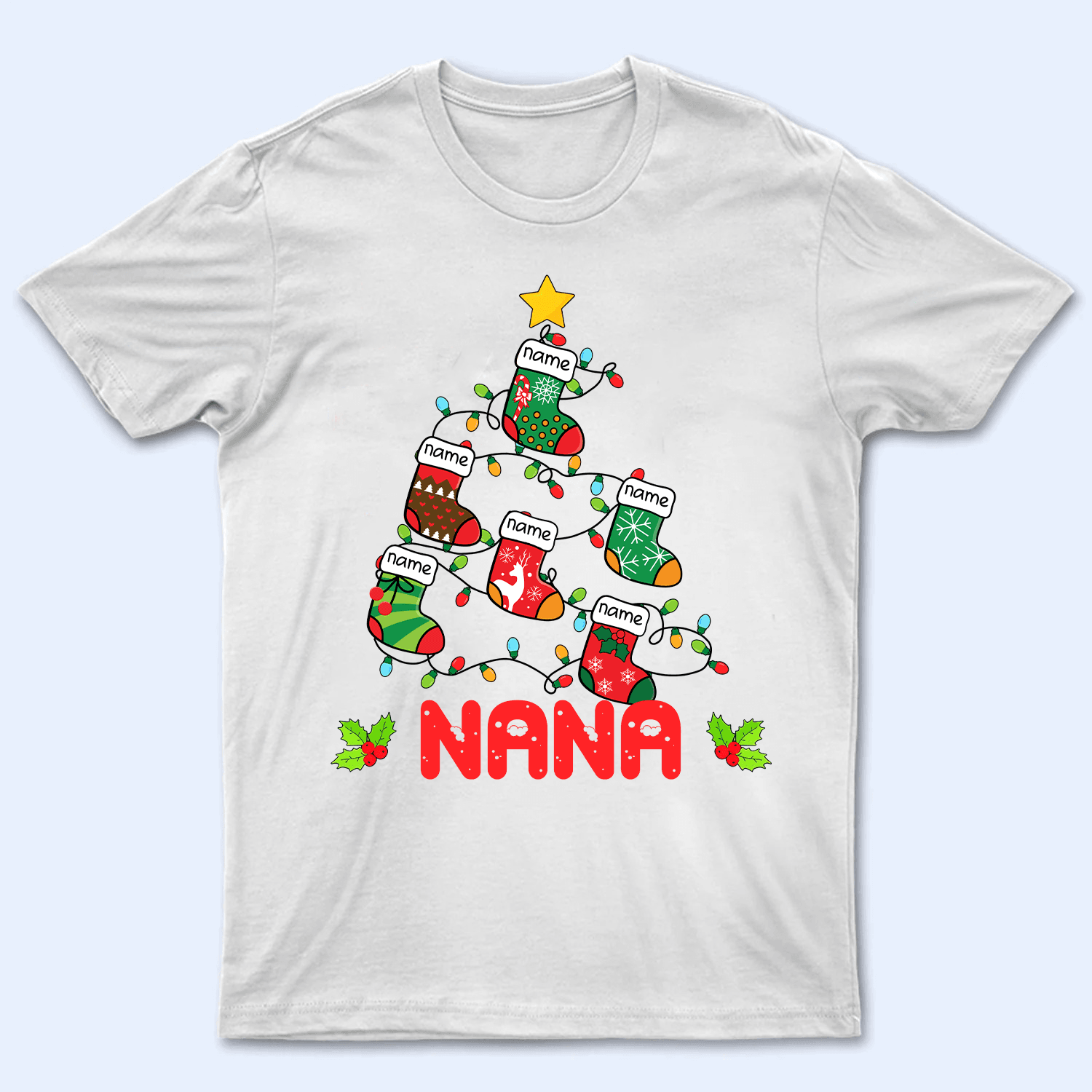 Pine Socks Christmas Grandma - Personalized Custom T Shirt - Birthday, Loving, Funny Gift for Grandma/Nana/Mimi, Mom, Wife, Grandparent - Suzitee Store