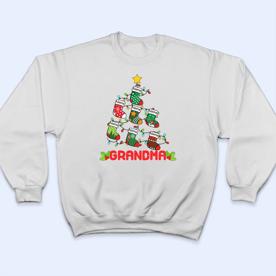 Personalized Pine Socks Christmas Grandma t-shirt, alternate view 5