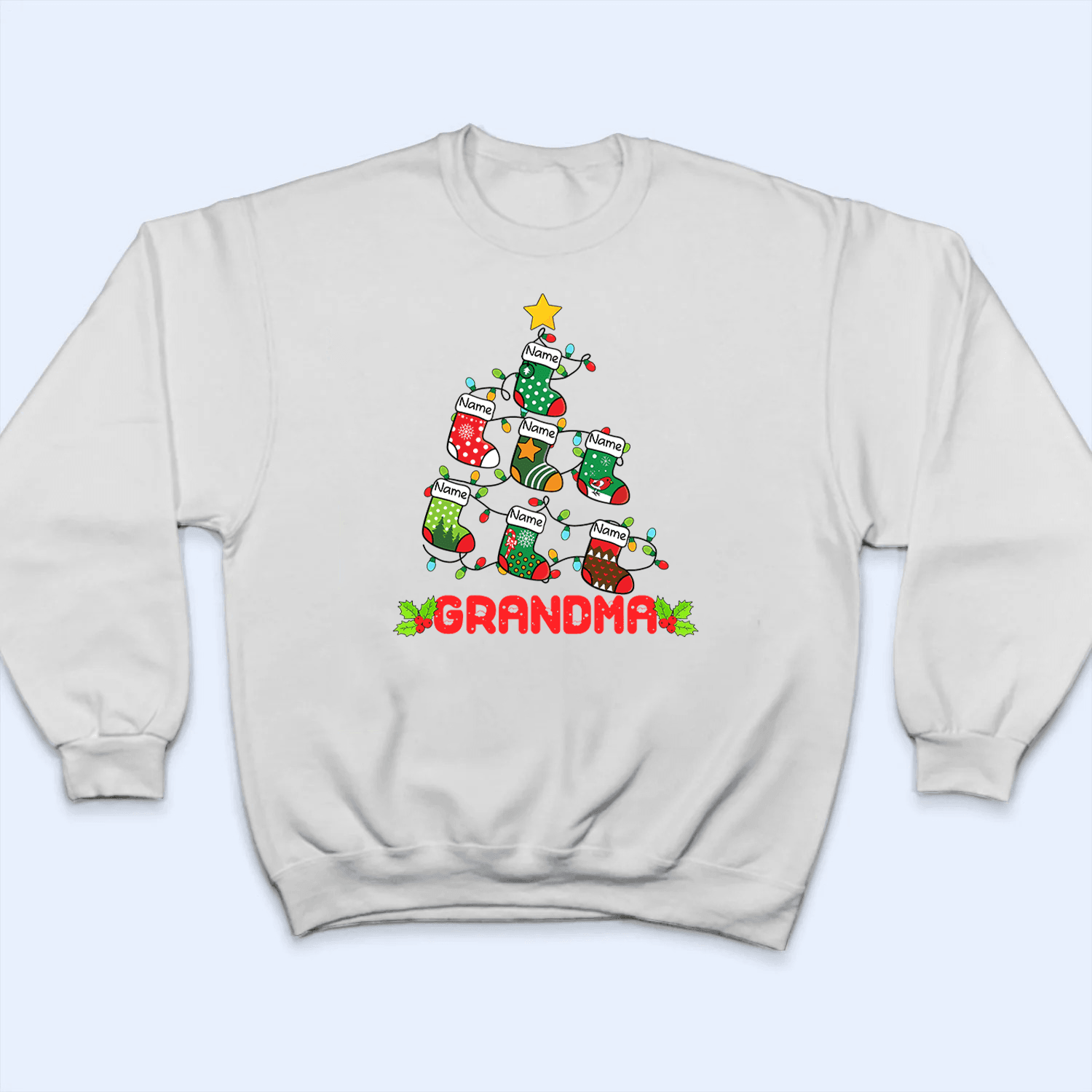 Pine Socks Christmas Grandma - Personalized Custom T Shirt - Birthday, Loving, Funny Gift for Grandma/Nana/Mimi, Mom, Wife, Grandparent - Suzitee Store