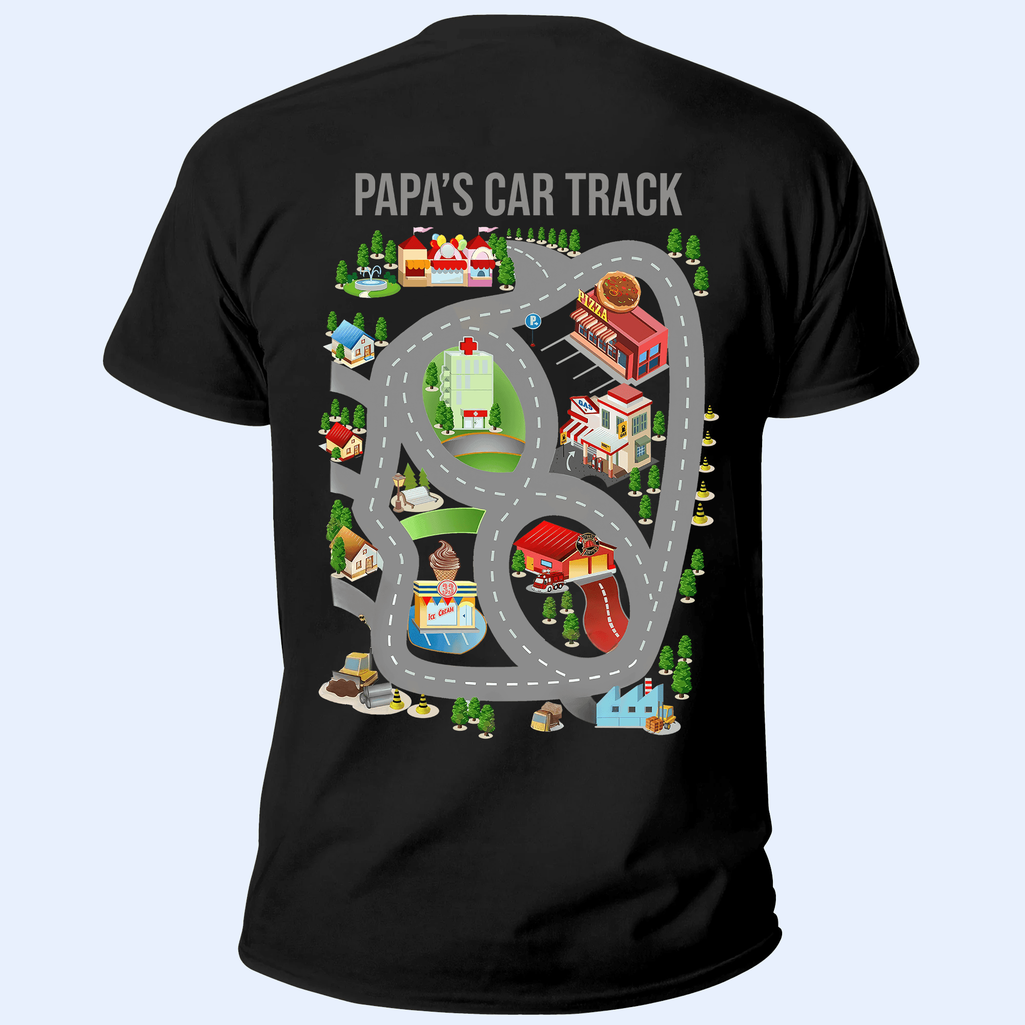 Play Cars On Dad's Back - Personalized Custom Back Printed T Shirt - Father's Day Gift for Dad, Grandpa, Daddy, Dada, Dad Jokes - Suzitee Store