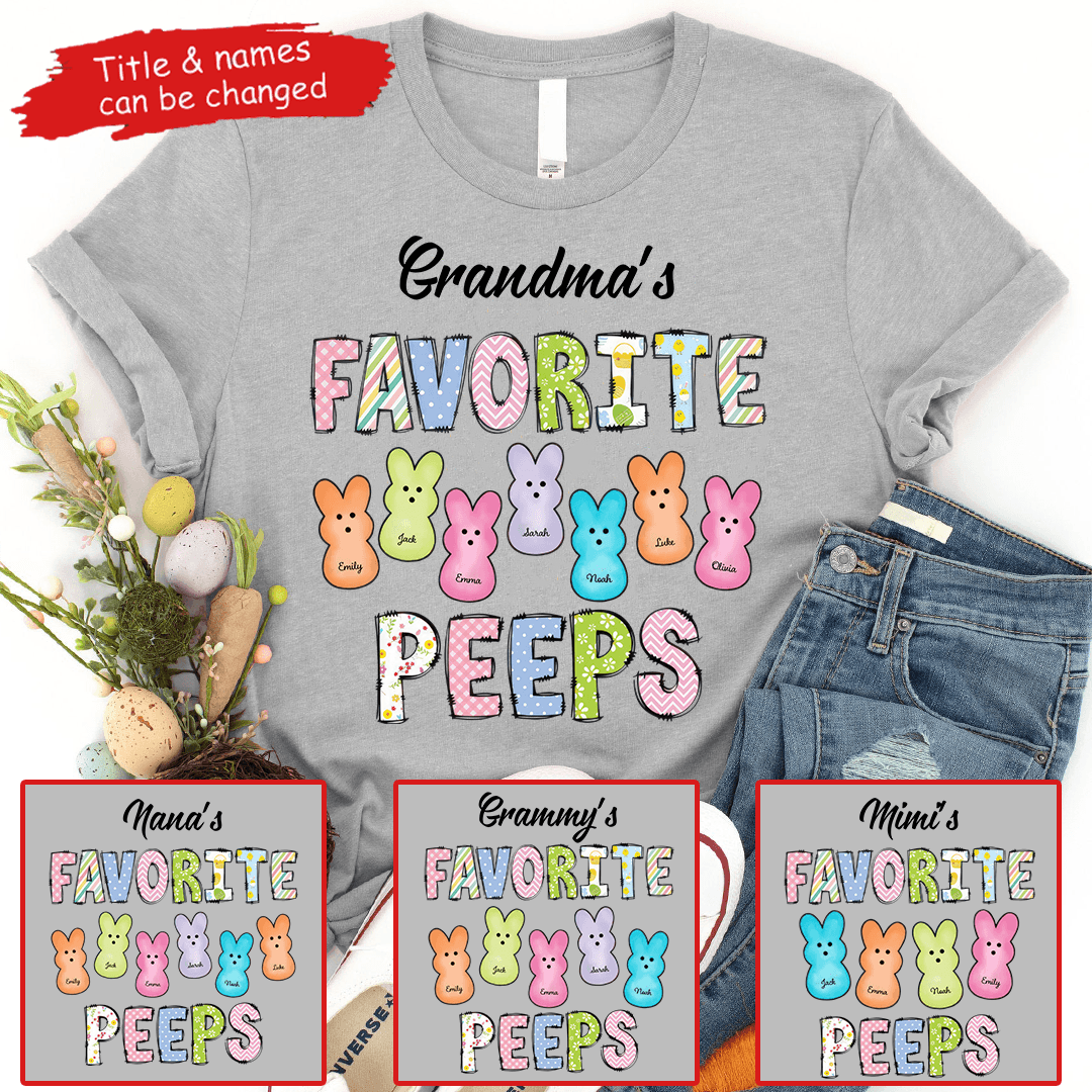 Grandma's Favorite Bunnies Easter - Personalized Custom T Shirt - Easter, Birthday, Loving, Funny Gift for Grandma/Nana/Mimi, Mom, Wife, Grandparent - Suzitee Store
