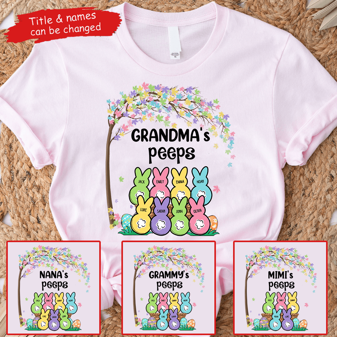 Grandma's Bunnies Easter Custom Kid's Name - Personalized Custom T Shirt - Easter, Birthday, Loving, Funny Gift for Grandma/Nana/Mimi, Mom, Wife, Grandparent 1