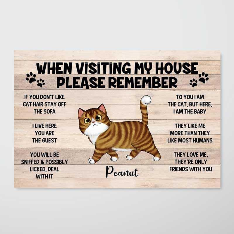 Please Remember When Visiting Cats House - Personalized Horizontal Canvas Prints - Gift for Cat Lovers, Pet Lovers, Cat Mom, Cat Dad
