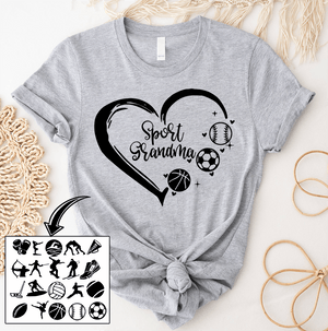 Grandma Heart - Personalized Custom T Shirt - Birthday, Loving, Funny Gift for Grandma/Nana/Mimi, Mom, Wife, Grandparent