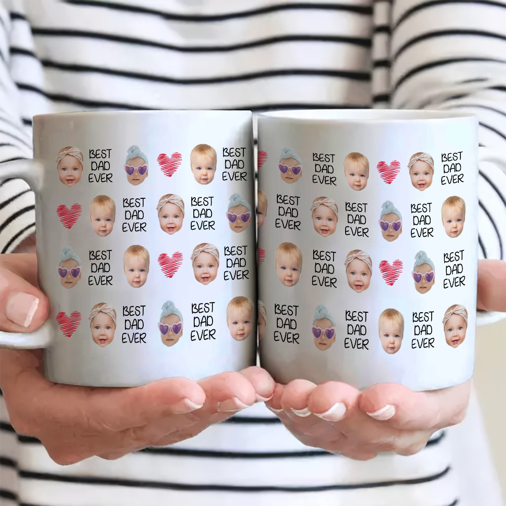 "Best Dad Ever" - Custom Baby Face Mug - Funny & Personalized Gift for Dad on Birthday or Father's Day