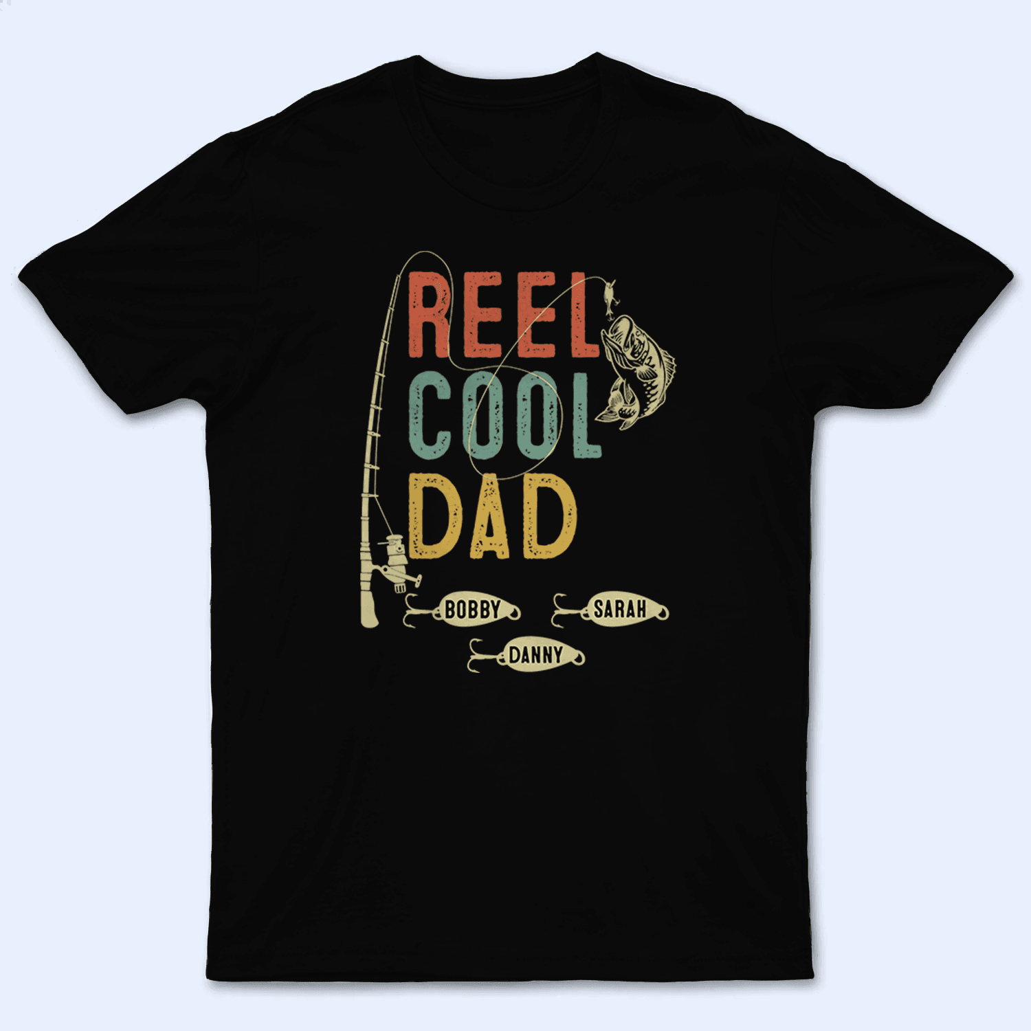 Reel Cool Dad - Fishing Dad - Funny Fathers Day - Personalized Custom T Shirt - Birthday, Loving, Funny Gift for Grandfather/Dad/Father, Husband, Grandparent - Suzitee Store