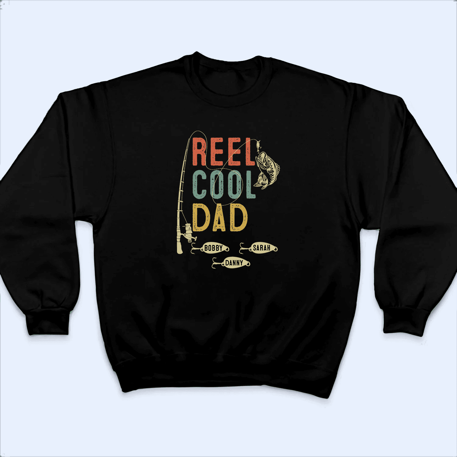 Reel Cool Dad - Fishing Dad - Funny Fathers Day - Personalized Custom T Shirt - Birthday, Loving, Funny Gift for Grandfather/Dad/Father, Husband, Grandparent - Suzitee Store