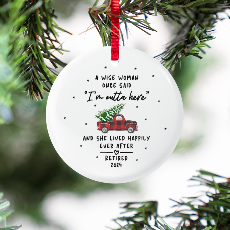 Funny Retirement Christmas - Personalized Circle Ceramic Ornament - Gifts for Retiree Retirement Party Gifts for Coworker Retiring