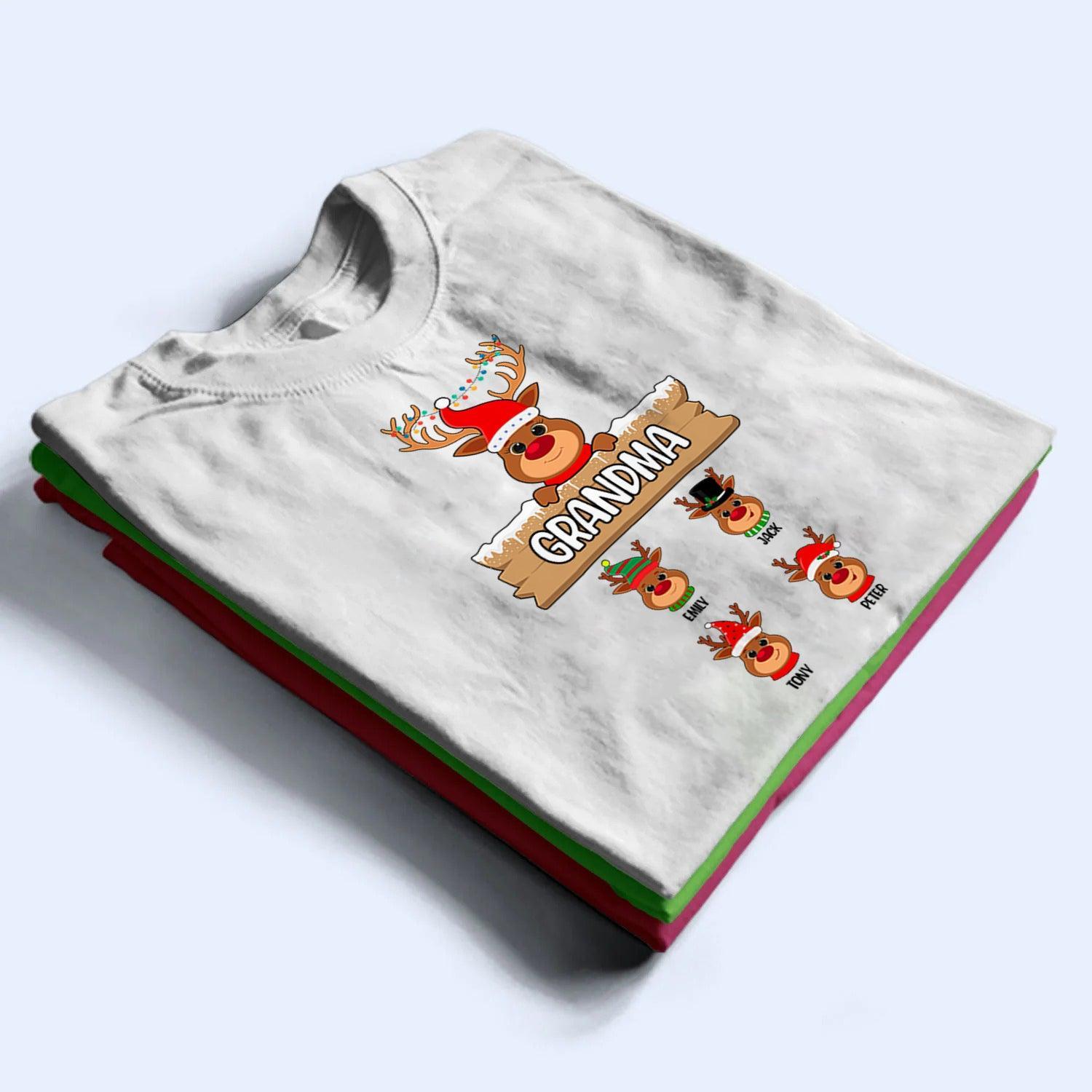 Reindeer Christmas Grandma - Personalized Custom T Shirt - Birthday, Loving, Funny Gift for Grandma/Nana/Mimi, Mom, Wife, Grandparent - Suzitee Store