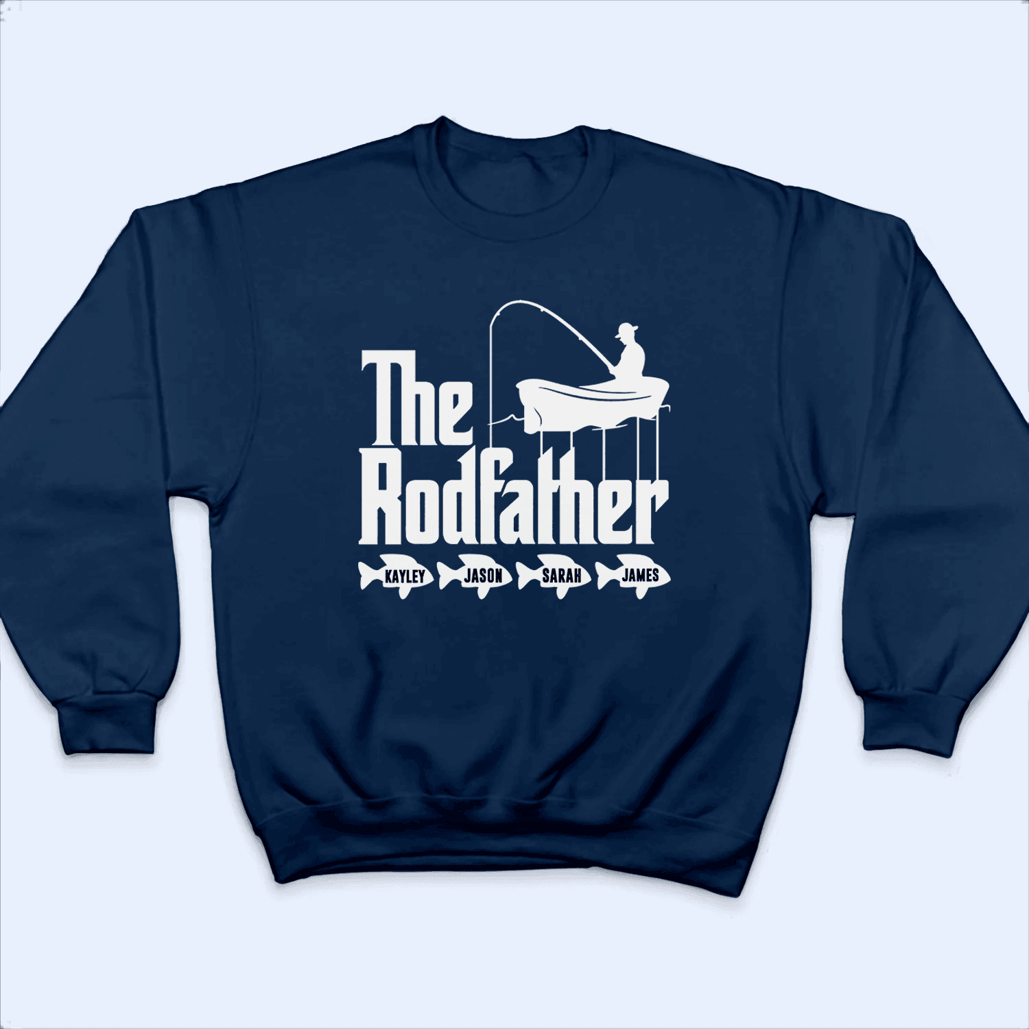 Rodfather Fishing Pun - Funny Fathers Day - Personalized Custom T Shirt - Birthday, Loving, Funny Gift for Grandfather/Dad/Father, Husband, Grandparent - Suzitee Store