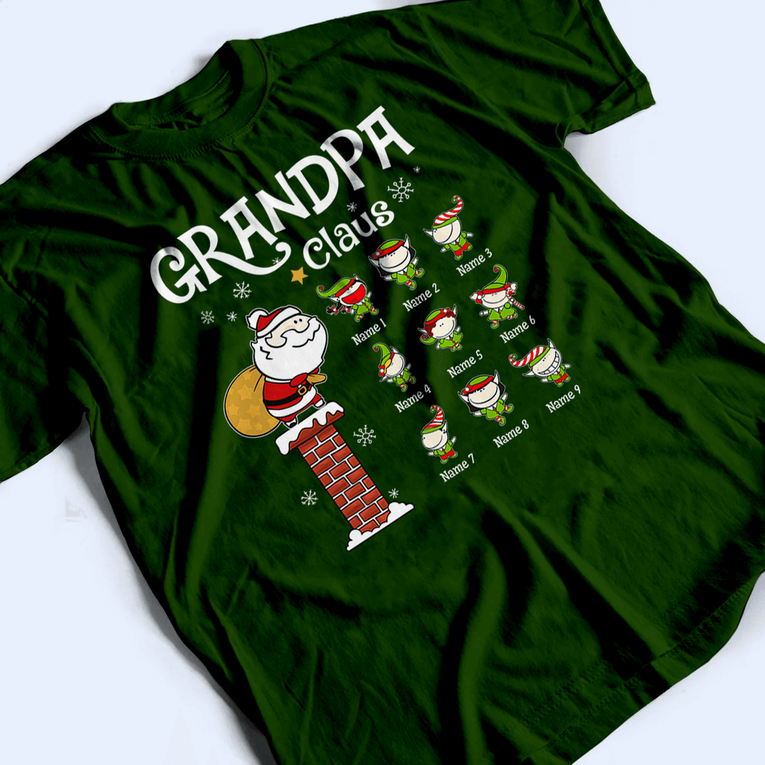 Santa Claus Little Elves- Personalized Custom T Shirt t-shirt, alternate view 3