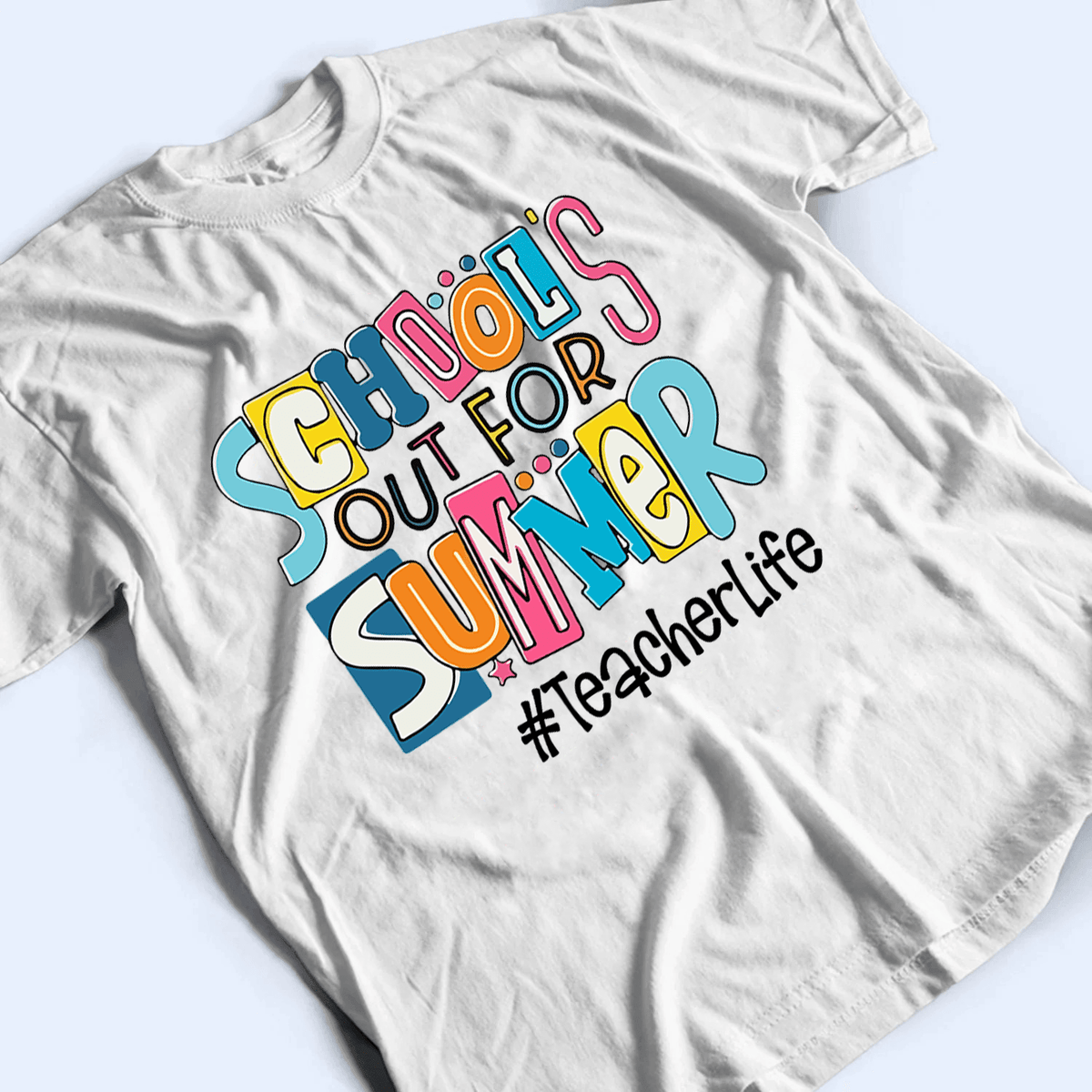 School Out For Summer- Personalized Custom T Shirt - Birthday, Loving, Funny Gift for Teacher, Kindergarten, Preschool, Pre K, Paraprofessional - Suzitee Store