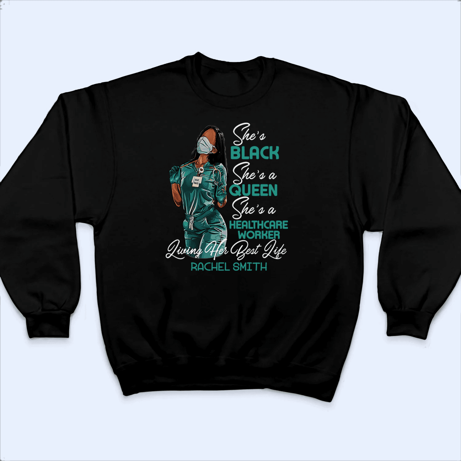 She's a queen She's a Nurse - Black Nurse - Personalized Custom T Shirt - Birthday, Loving, Funny Gift for Nurse, CNA, Healthcare, Registered RN - Suzitee Store