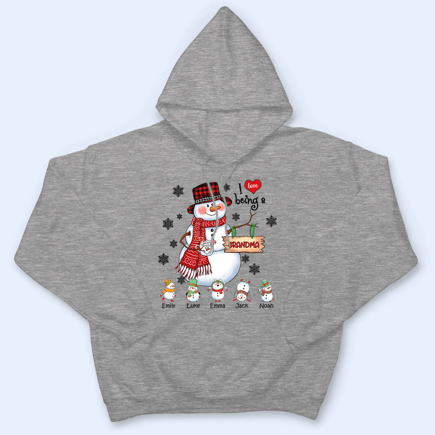 Up to 16 Kids - Snowman Christmas Grandma - Personalized Custom T Shirt - Christmas, Birthday, Loving, Funny Gift for Grandma, Grandpa 4