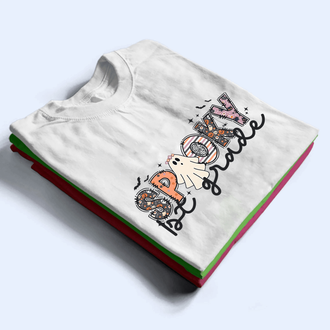 Personalized Spooky Ghost Teacher t-shirt, alternate view 2