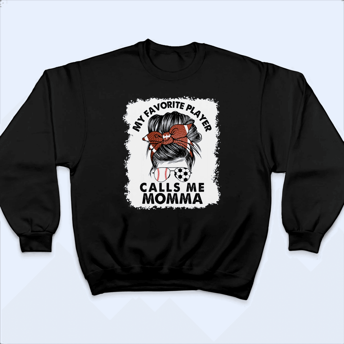 Sport Mom Messy Bun Favorite Player - Baseball/ Softball Cheers Personalized Custom T Shirt - Birthday, Loving, Funny Gift for Grandma/Nana/Mimi, Mom, Wife, Grandparent - Suzitee Store