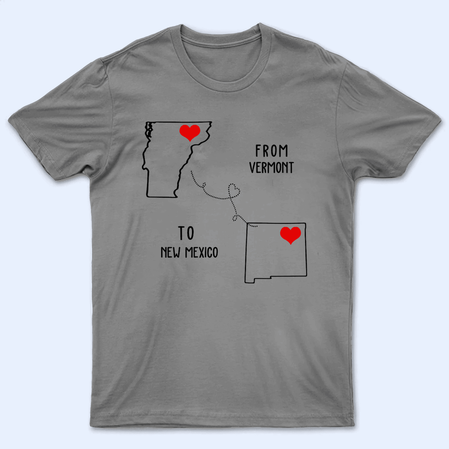 State to State Long Distance Love - Personalized Custom T Shirt - Gift for Families/Couples/Friends/Grandma/Grandparents - Suzitee Store